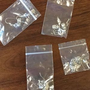 Set of 4 small owl earrings